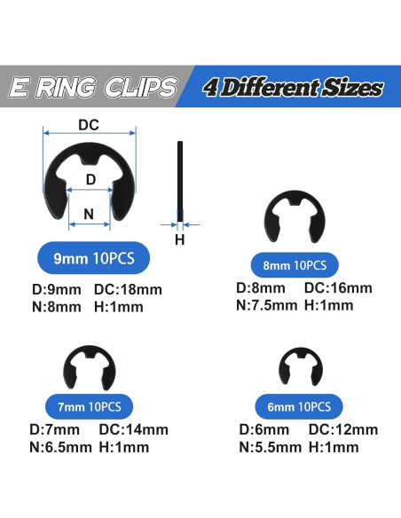 Kit Clips E Sopnom 4 Tamaños 6-9 mm con Herramienta