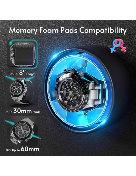 Enrollador de Relojes Automáticos iFregga con Luz Azul, 4/6 Relojes