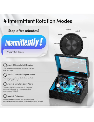 Enrollador de Relojes Automáticos iFregga con Luz Azul, 4/6 Relojes