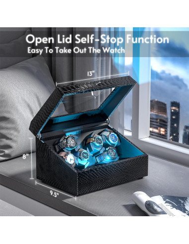Enrollador de Relojes Automáticos iFregga con Luz Azul, 4/6 Relojes