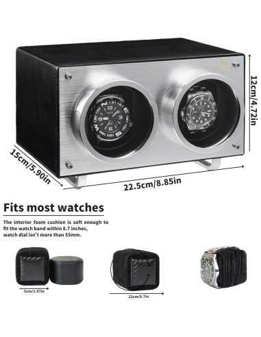 Winder Doble para Relojes Automáticos MOZSLY Negro 2 Relojes