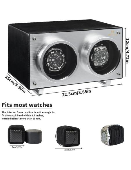 Winder Doble para Relojes Automáticos MOZSLY Negro 2 Relojes