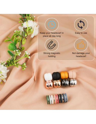 16 Alfileres Magnéticos para Hijab NQEUEPN - Multicolor