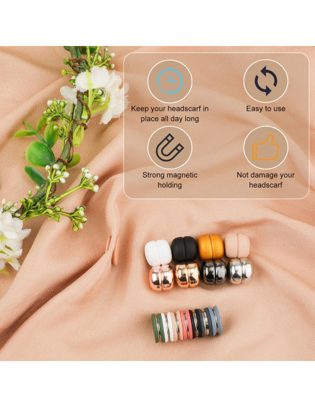 16 Alfileres Magnéticos para Hijab NQEUEPN - Multicolor