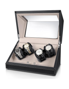 Enrollador de Relojes Automáticos 4 Relojes Negro PU 2
