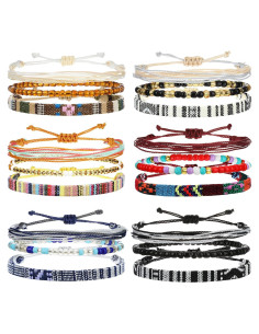 Yinkin Pulseras de Tobillo Bohemias Ajustables 18 Pcs Hechas a Mano