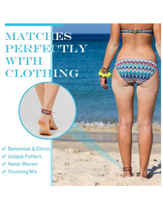 Yinkin Pulseras de Tobillo Bohemias Ajustables 18 Pcs Hechas a Mano 2