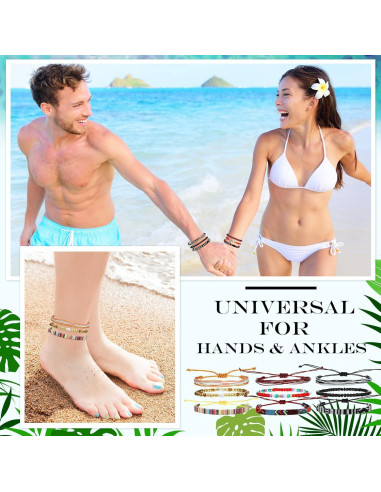 Yinkin Pulseras de Tobillo Bohemias Ajustables 18 Pcs Hechas a Mano