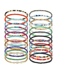 Pulseras de Tobillo Beaded Coloridas Hechas a Mano Taouzi 24 Pzas