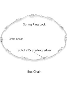 Cadena Tobillera de Plata Esterlina 925 Savlano 25.4 cm 2