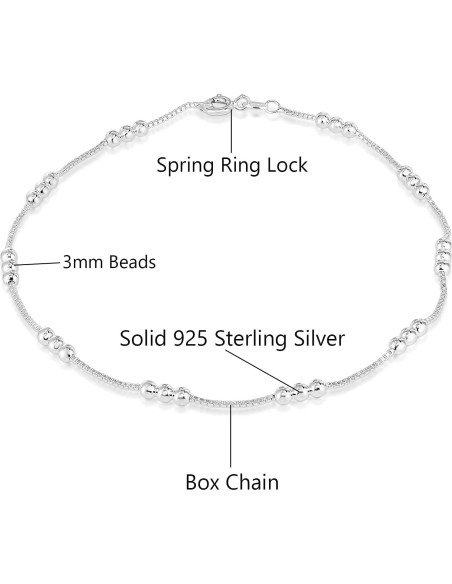 Cadena Tobillera de Plata Esterlina 925 Savlano 25.4 cm