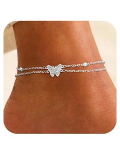 Conjunto de Pulseras de Tobillo de Oro 14K y Plata 925 Jikasi