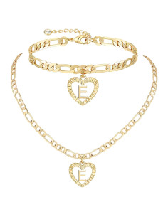 Collar y Pulsera de Tobillo Inicial de Oro YANODA 14K