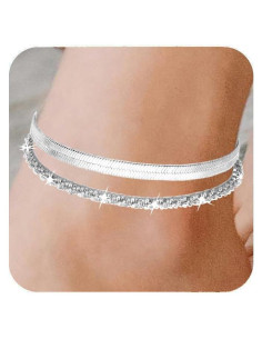 Conjunto de Pulseras de Tobillo Ajustables Nanafast 2/4/6PCS Plata
