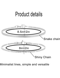 Conjunto de Pulseras de Tobillo Ajustables Nanafast 2/4/6PCS Plata 2