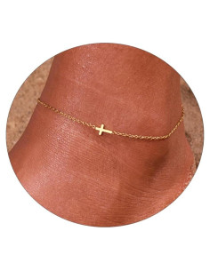 Tobilleras de Oro 18K para Mujeres Ajustables Resistentes al Agua