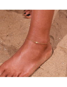 Tobilleras de Oro 18K para Mujeres Ajustables Resistentes al Agua 2