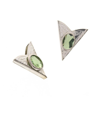 Puntas de Collar Acrílicas Verdes HHH - Acabado Plateado