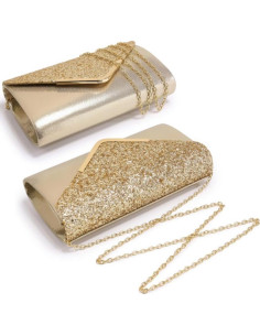 Clutch de Noche Dasein para Mujeres - Bolso Brillante Dorado 2