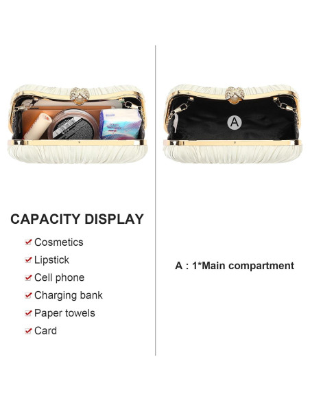 Bolso de Noche Plisado de Satén Oro RNIEGA para Mujeres Bolso de Noche Plisado de Satén Oro RNIEGA para Mujeres