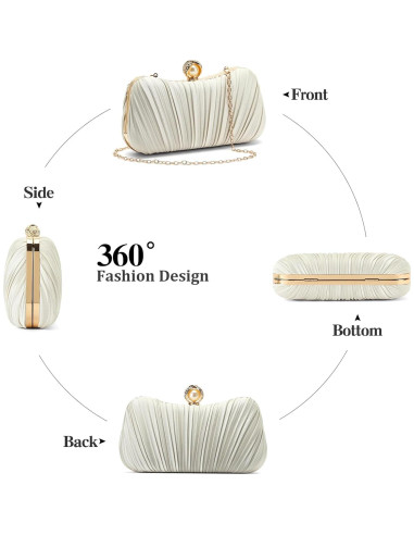 Bolso de Noche Plisado de Satén Oro RNIEGA para Mujeres