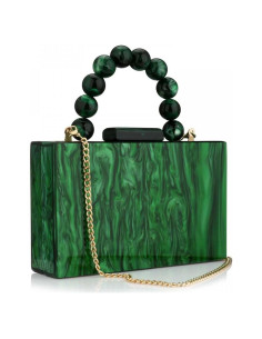 Bolso Clutch Acrílico Verde Oscuro Jessie 17.5x12cm