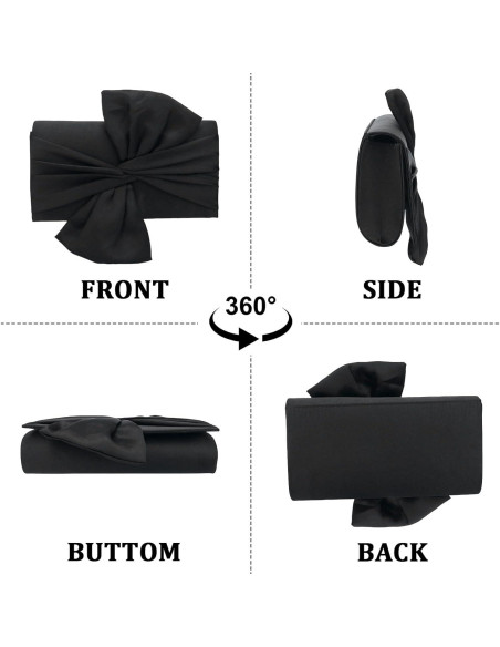 Bolso de Mano YYW con Lazo de Satén para Mujeres - Negro Bolso de Mano YYW con Lazo de Satén para Mujeres - Negro