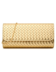Bolso Clutch Tejido DETARA Oro para Mujeres 23.5x12cm