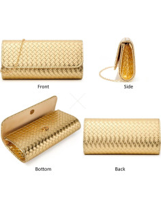 Bolso Clutch Tejido DETARA Oro para Mujeres 23.5x12cm 2