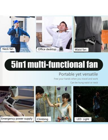 Ventilador Portátil CAZOKASI K50 10000mAh Clip Cintura