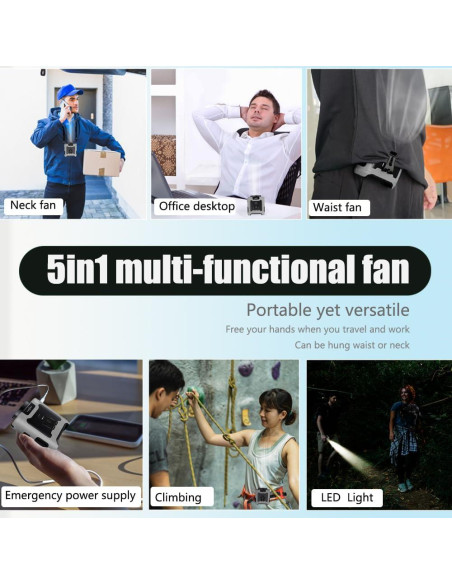 Ventilador Portátil CAZOKASI K50 10000mAh Clip Cintura Ventilador Portátil CAZOKASI K50 10000mAh Clip Cintura