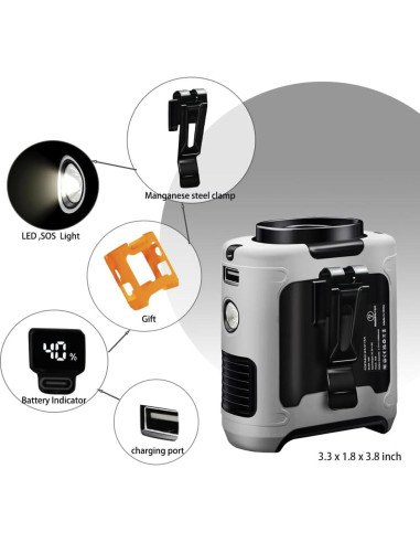 Ventilador Portátil CAZOKASI K50 10000mAh Clip Cintura