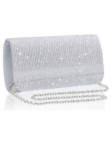 Bolso de Noche Larcenciel Plata para Mujer 20x10x6 cm