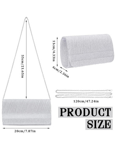 Bolso de Noche Larcenciel Plata para Mujer 20x10x6 cm