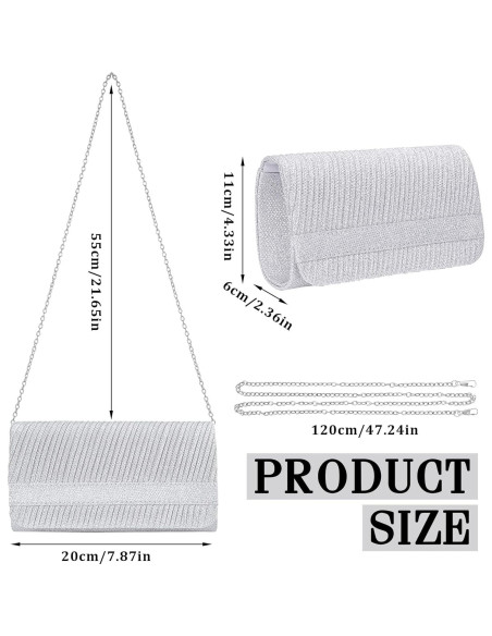 Bolso de Noche Larcenciel Plata para Mujer 20x10x6 cm