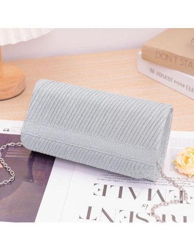 Bolso de Noche Larcenciel Plata para Mujer 20x10x6 cm