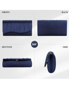 Bolso de Noche Plisado UBAYMAX Azul Marino para Mujeres 2