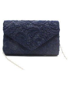Bolso de mano de encaje para mujer - Floral - Azul marino