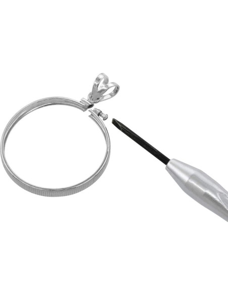 Bezel de Moneda de Plata Esterlina 925 con Tapa de Tornillo 19 mm