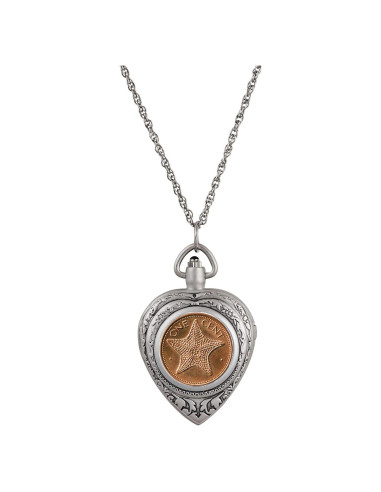 Collar medallón corazón con moneda estrella de mar 76.2 cm
