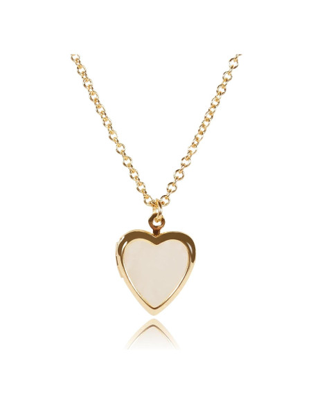 Collar medallón corazón plata madreperla 45.72 cm para mujeres