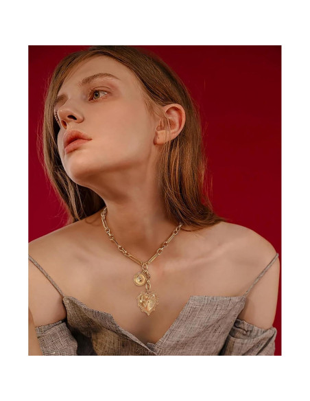 Collar Choker de Oro 18K con Colgante Corazón para Mujeres