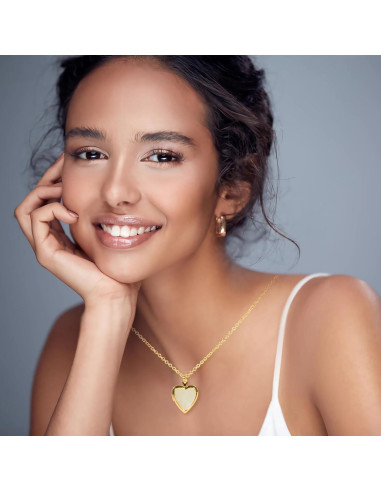 Collar medallón corazón plata madreperla 45.72 cm para mujeres