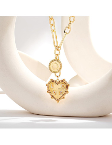 Collar Choker de Oro 18K con Colgante Corazón para Mujeres