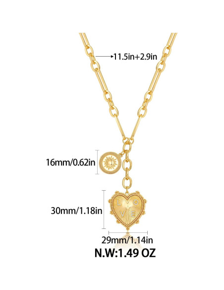 Collar Choker de Oro 18K con Colgante Corazón para Mujeres