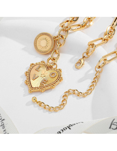 Collar Choker de Oro 18K con Colgante Corazón para Mujeres