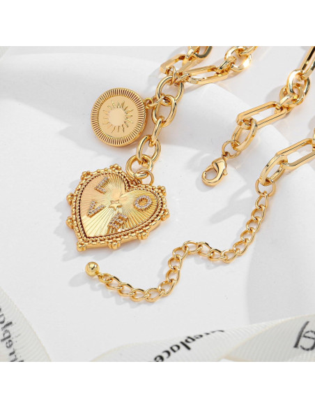 Collar Choker de Oro 18K con Colgante Corazón para Mujeres