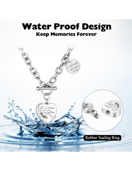 Collar de cremación XIUDA corazón acero inoxidable para cenizas Collar de cremación XIUDA corazón acero inoxidable para cenizas