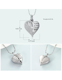 Collar de Urna de Cremación Imrsanl con Colgante Corazón 2