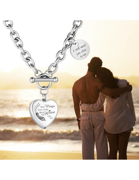 Collar de cremación XIUDA corazón acero inoxidable para cenizas Collar de cremación XIUDA corazón acero inoxidable para cenizas
